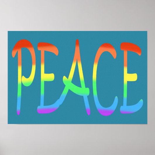 Farbenfrohe Regenbogenfarben Peace Word Poster (Vorne)