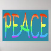 Farbenfrohe Regenbogenfarben Peace Word Poster (Vorne)