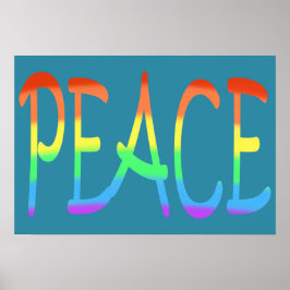 Farbenfrohe Regenbogenfarben Peace Word Poster