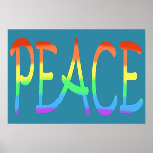 Farbenfrohe Regenbogenfarben Peace Word Poster (Vorne)
