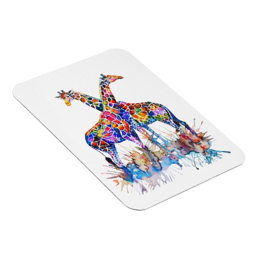 Farbenfrohe Regenbogenfarben Spritzer Giraffen Magnet (Rechte Seite)