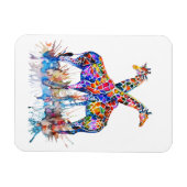Farbenfrohe Regenbogenfarben Spritzer Giraffen Magnet (Horizontal)