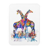 Farbenfrohe Regenbogenfarben Spritzer Giraffen Magnet (Vertikal)