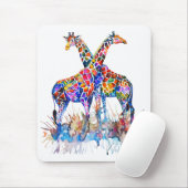Farbenfrohe Regenbogenfarben Spritzer Giraffen Mousepad (Mit Mouse)