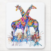Farbenfrohe Regenbogenfarben Spritzer Giraffen Mousepad (Vorne)