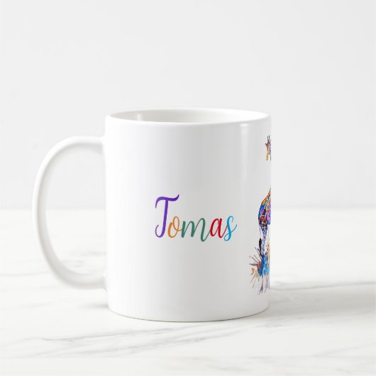 Farbenfrohe Regenbogenfarben Spritzer Giraffen Nam Kaffeetasse (Links)