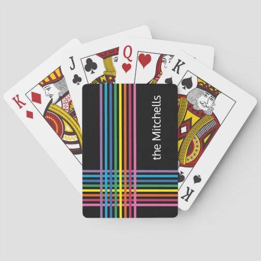 Farbenfrohe Regenbogenfarben Streifen Muster Spielkarten (Rückseite)