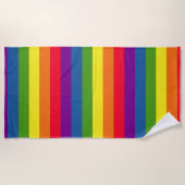 Farbenfrohe Regenbogenfarben Streifen Strandtuch (Vorderseite)