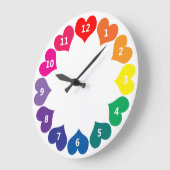 Farbenfrohe Regenbogenfarbenherzen auf Weiß Große Wanduhr (Winkel)