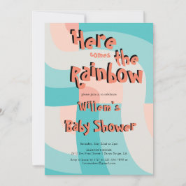 Farbenfrohe Regenbogenfarbenwelle Abstrakte Babydu Einladung