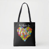 Farbenfrohe Regenbogenflagge Farben Florales Herz Tasche (Vorderseite)