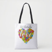 Farbenfrohe Regenbogenflagge Farben Florales Herz Tasche (Vorderseite)
