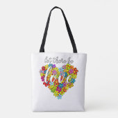Farbenfrohe Regenbogenflagge Farben Florales Herz Tasche (Rückseite)