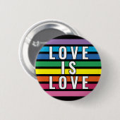 Farbenfrohe Regenbogenflagge Farben Streifen Muste Button (Vorne & Hinten)