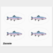 Farbenfrohe Regenbogenforelle Ovaler Aufkleber (Blatt)