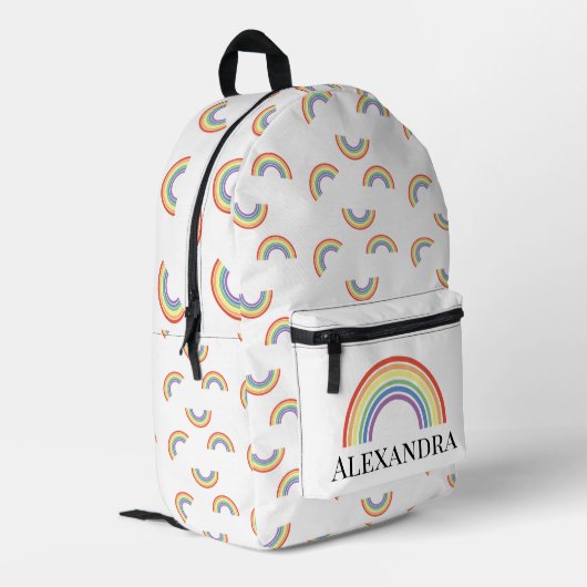 Farbenfrohe Regenbogenfreudigkeit Bleibe Positiv Bedruckter Rucksack (Rückseitige Ecke links)