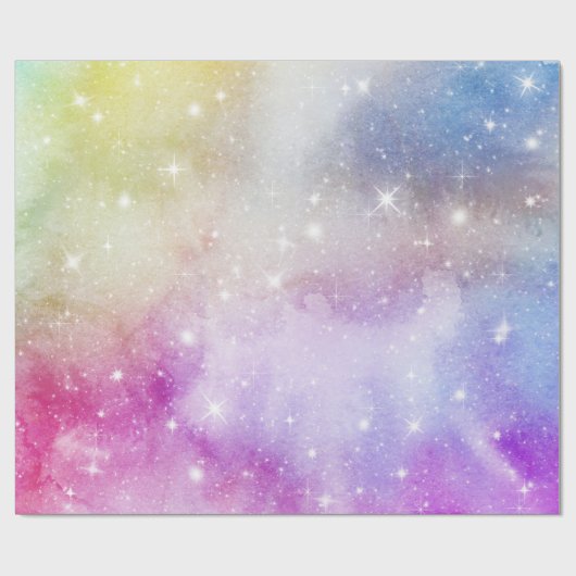 Farbenfrohe Regenbogengalaxie-Muster Geschenkpapier (Flach)