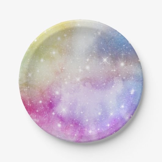 Farbenfrohe Regenbogengalaxie-Muster Pappteller (Vorderseite)