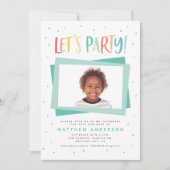 Farbenfrohe Regenbogengeburt zum Download - Party Einladung (Vorderseite)