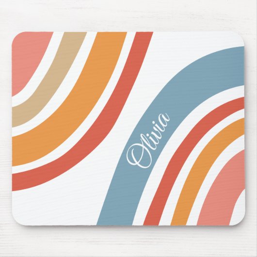 Farbenfrohe Regenbogengestaltung im Retrostil Mousepad (Vorne)