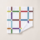Farbenfrohe Regenbogengitter mit negativem Raum Badhandtuch Set (Waschlappen)