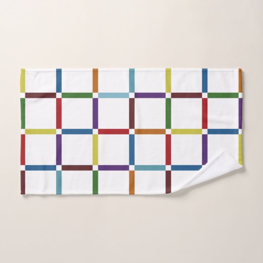 Farbenfrohe Regenbogengitter mit negativem Raum Badhandtuch Set (Handtuch)