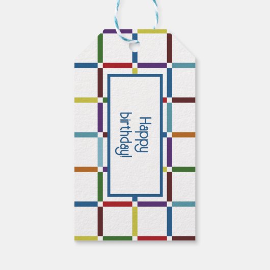 Farbenfrohe Regenbogengitter mit negativem Raum Geschenkanhänger (Rückseite)