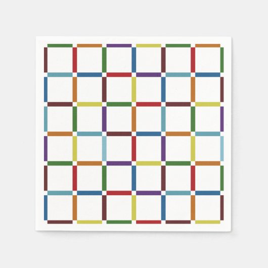 Farbenfrohe Regenbogengitter mit negativem Raum Serviette (Vorderseite)