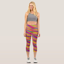Farbenfrohe Regenbogenglanz Capri Leggings