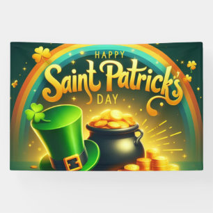 Farbenfrohe Regenbogengold St. Patrick's Day Banner