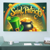 Farbenfrohe Regenbogengold St. Patrick's Day Banner (Messe)