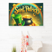 Farbenfrohe Regenbogengold St. Patrick's Day Banner (InSitu)