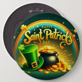 Farbenfrohe Regenbogengold St. Patrick's Day Button (Vorne & Hinten)