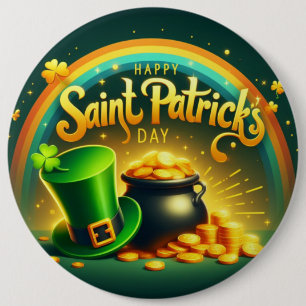 Farbenfrohe Regenbogengold St. Patrick's Day Button