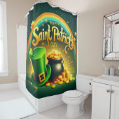 Farbenfrohe Regenbogengold St. Patrick's Day Duschvorhang (Beispiel)