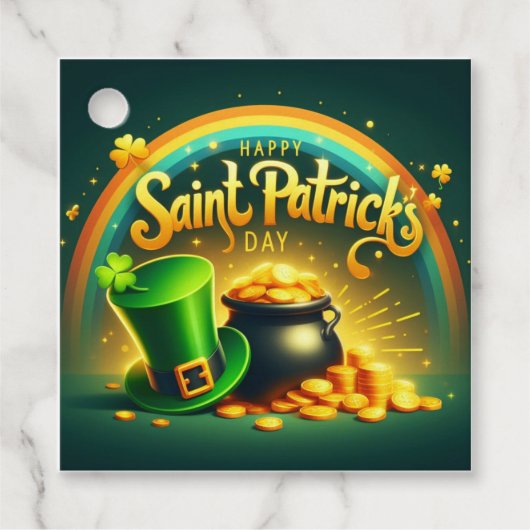 Farbenfrohe Regenbogengold St. Patrick's Day Geschenkanhänger (Vorderseite)