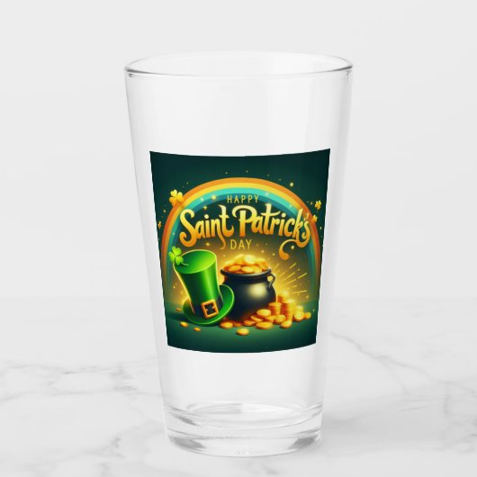 Farbenfrohe Regenbogengold St. Patrick's Day Glas (Vorderseite)