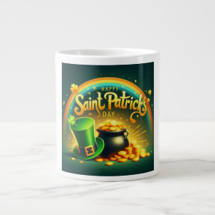 Farbenfrohe Regenbogengold St. Patrick's Day Jumbo-Tasse