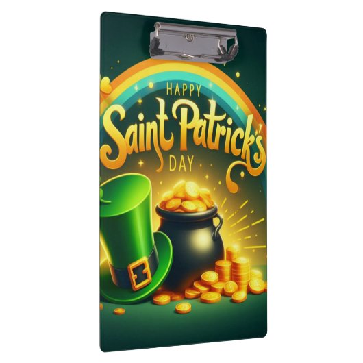 Farbenfrohe Regenbogengold St. Patrick's Day Klemmbrett (Rechts)