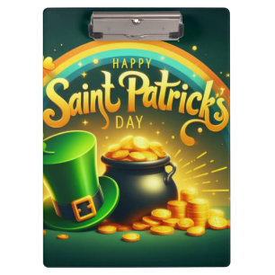 Farbenfrohe Regenbogengold St. Patrick's Day Klemmbrett