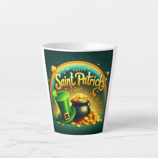 Farbenfrohe Regenbogengold St. Patrick's Day Milchtasse (Vorderseite)