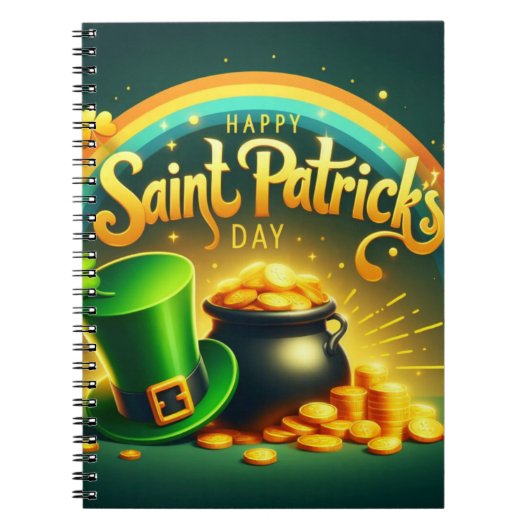 Farbenfrohe Regenbogengold St. Patrick's Day Notizblock (Vorderseite)