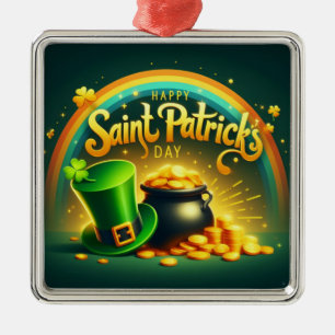 Farbenfrohe Regenbogengold St. Patrick's Day Ornament Aus Metall