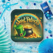 Farbenfrohe Regenbogengold St. Patrick's Day Pappteller (Party)