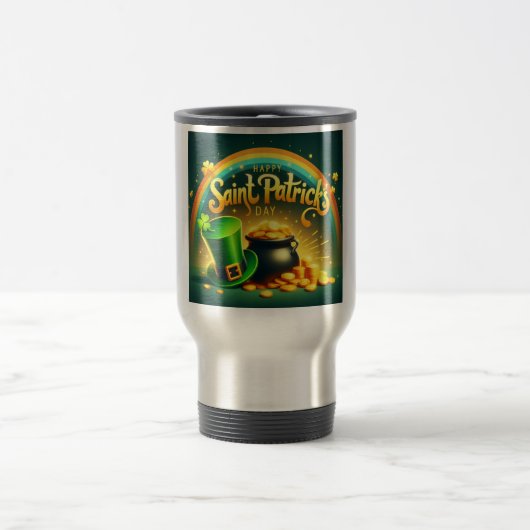 Farbenfrohe Regenbogengold St. Patrick's Day Reisebecher (Mittel)