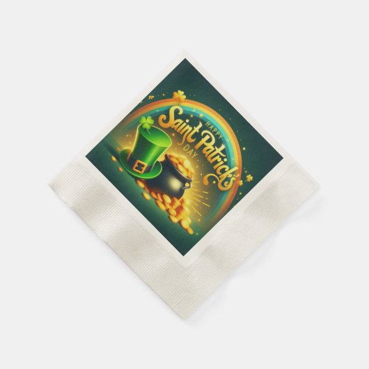 Farbenfrohe Regenbogengold St. Patrick's Day Serviette (Ecke)