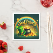 Farbenfrohe Regenbogengold St. Patrick's Day Serviette (Beispiel)