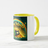 Farbenfrohe Regenbogengold St. Patrick's Day Tasse (VorderseiteRechts)