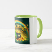 Farbenfrohe Regenbogengold St. Patrick's Day Tasse (VorderseiteRechts)