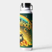 Farbenfrohe Regenbogengold St. Patrick's Day Trinkflasche (Rückseite)